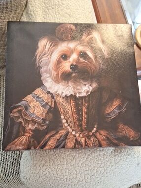 Source Unknown Ornate Dog Portrait in Gold and Brown